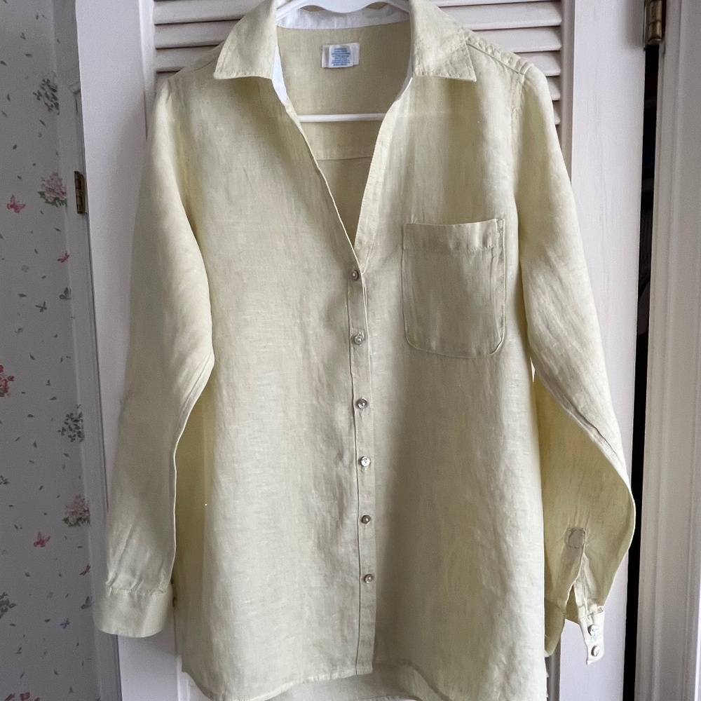 Sigrid Olsen Citrus Yellow Linen Blouse Size Small - Picture 6 of 6